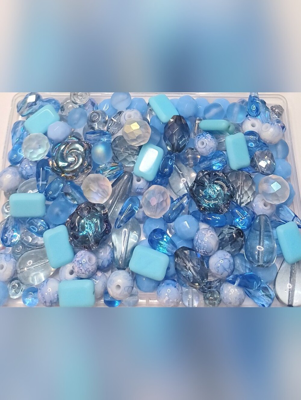 Czech glass loose Beads for jewelry-making light blue